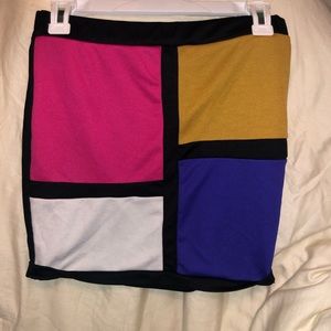 Mondrian color block mini skirt